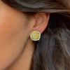 Gold labrodite hoop earrings