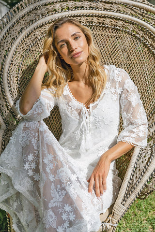 France Lace Dress in White