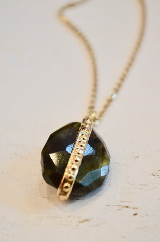 Labradorite and Moonstone Gold Necklace