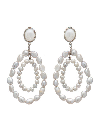 Silver crystal long drop earrings