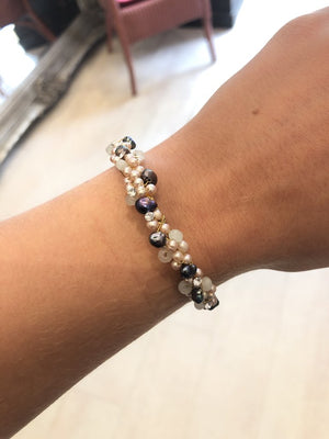 Pearl Cluster Cuff Bracelet