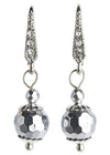 Silver crystal long drop earrings