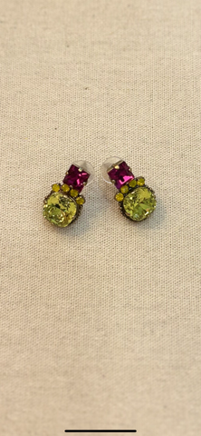 Crystal Lilac and Light Green Earrings
