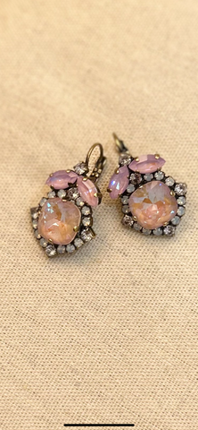 Pink & turquoise Swarovski earrings