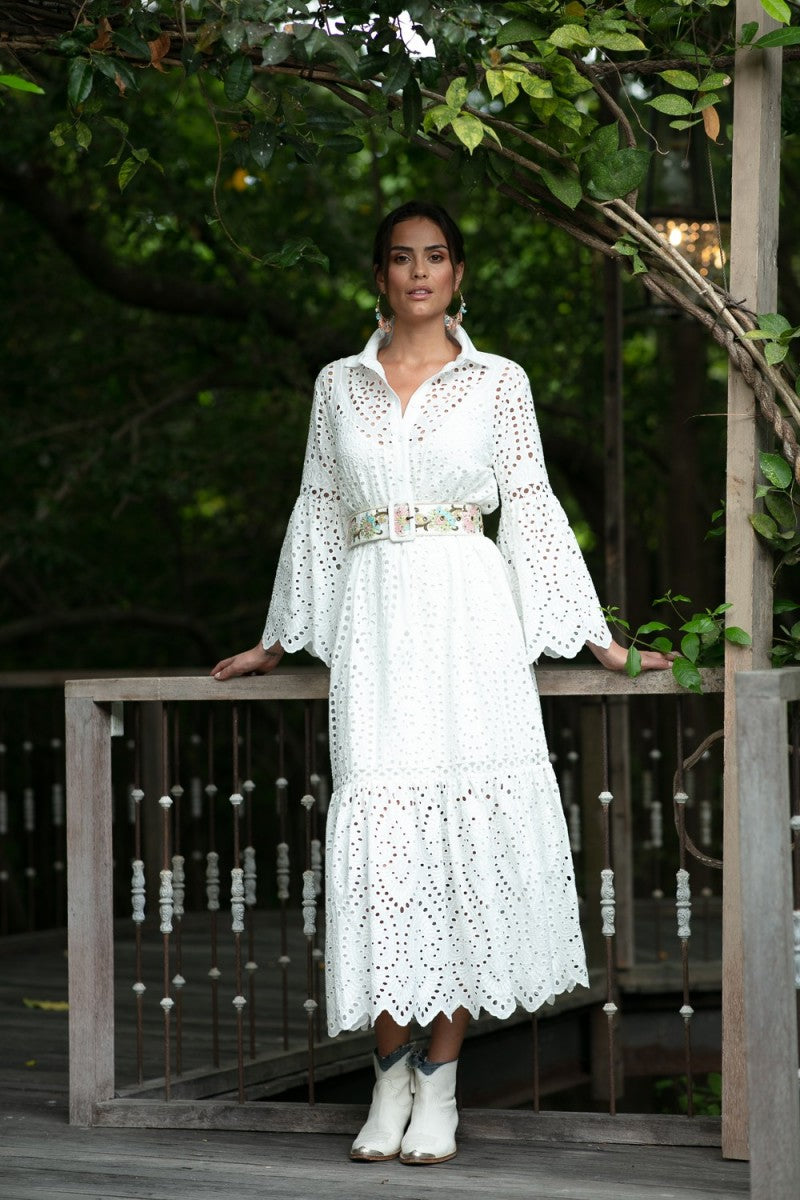 France Lace Dress in White