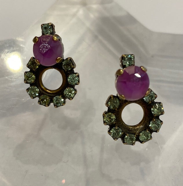 Crystal Lilac and Light Green Earrings