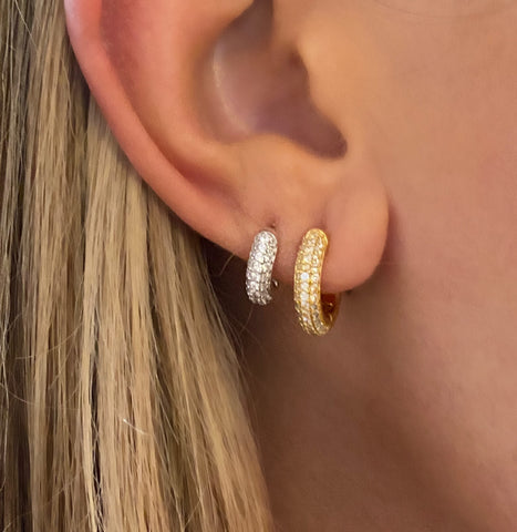 Raspberry swarovski earrings